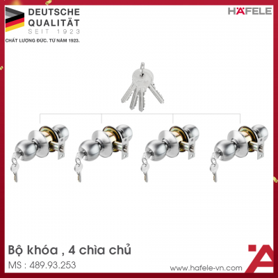 Bộ Khóa 4 Ổ Khóa Tròn Và Chìa Chủ Hafele 489.93.253