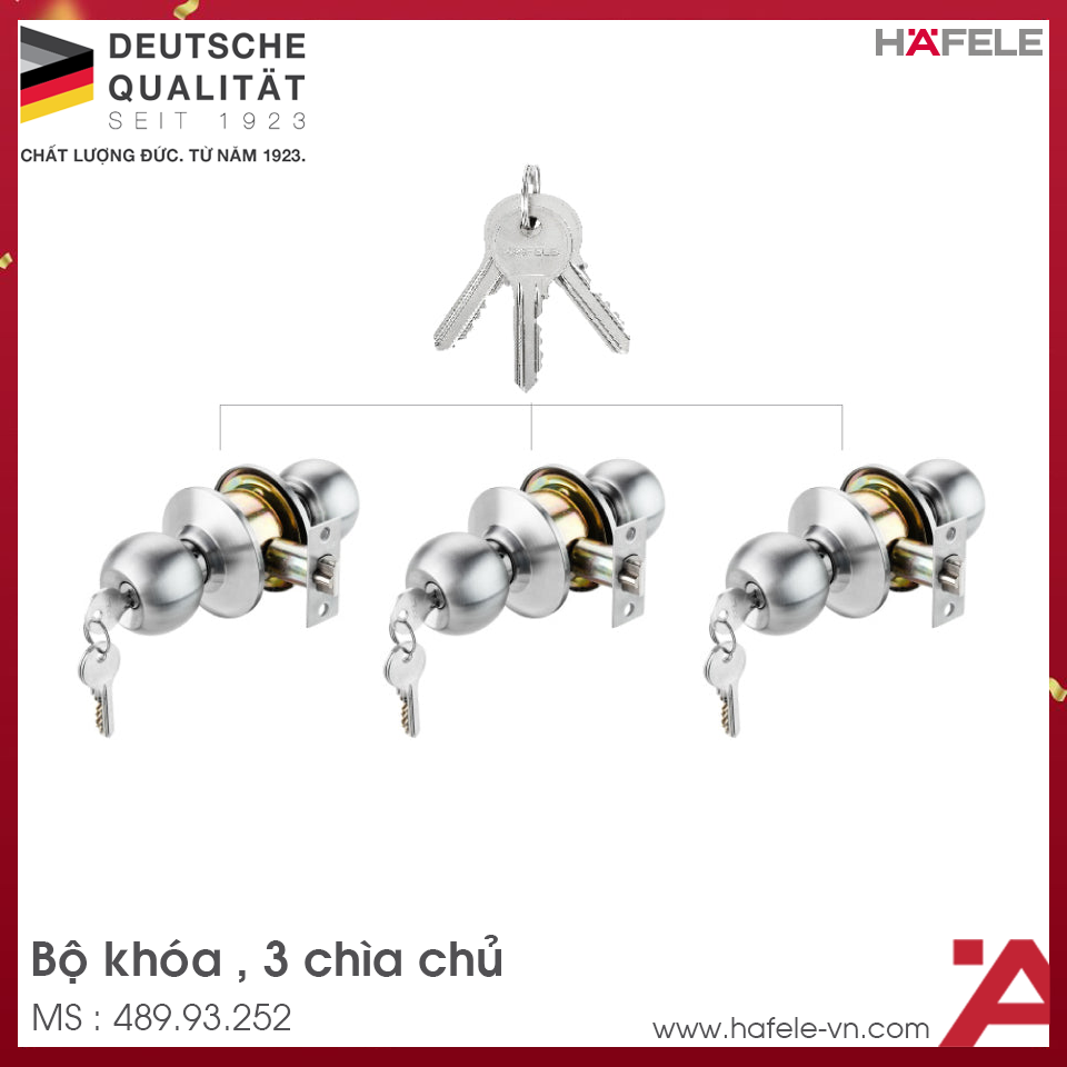 Bộ Khóa Tròn Có Chìa Chủ Hafele 489.93.252