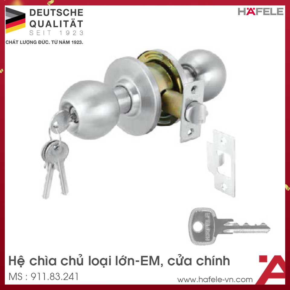 Tay Nắm Tròn Hệ Chìa Chủ Cửa Chính Hafele 911.83.241