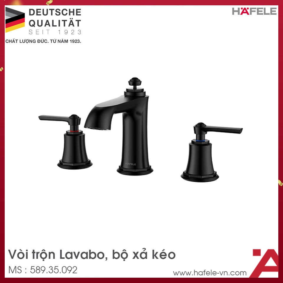 Vòi Trộn Lavabo 3 Lỗ Kyoto Xả Kéo Hafele 589.35.092