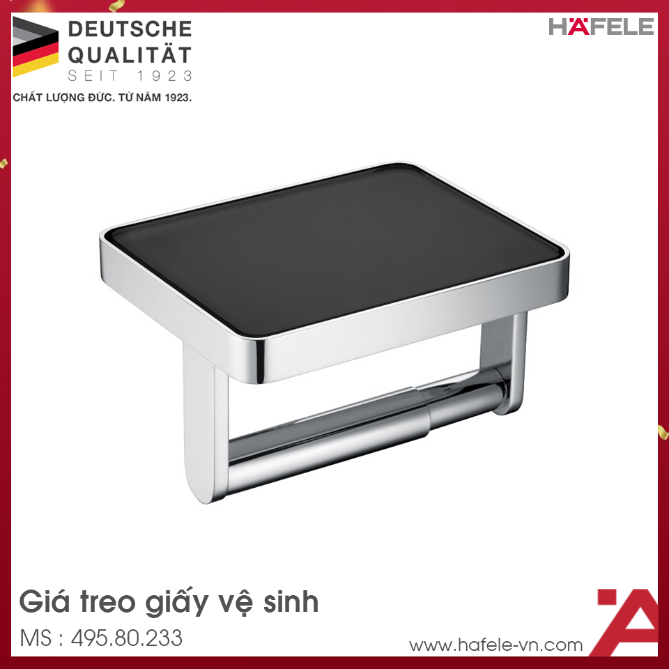 Giá Treo Giấy Vệ Sinh Mặt Kính Đen Hafele 495.80.233