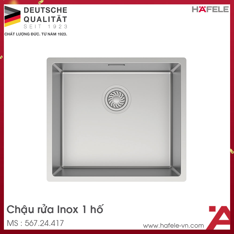 Chậu Rửa Chén Bát Inox HS24-SSN1S-490 Hafele 567.24.417