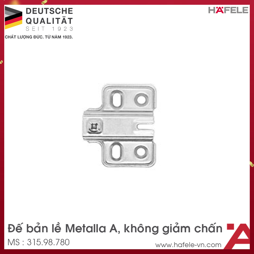 Đế Bản Lề Không Đóng Giảm Chấn Hafele 315.98.780