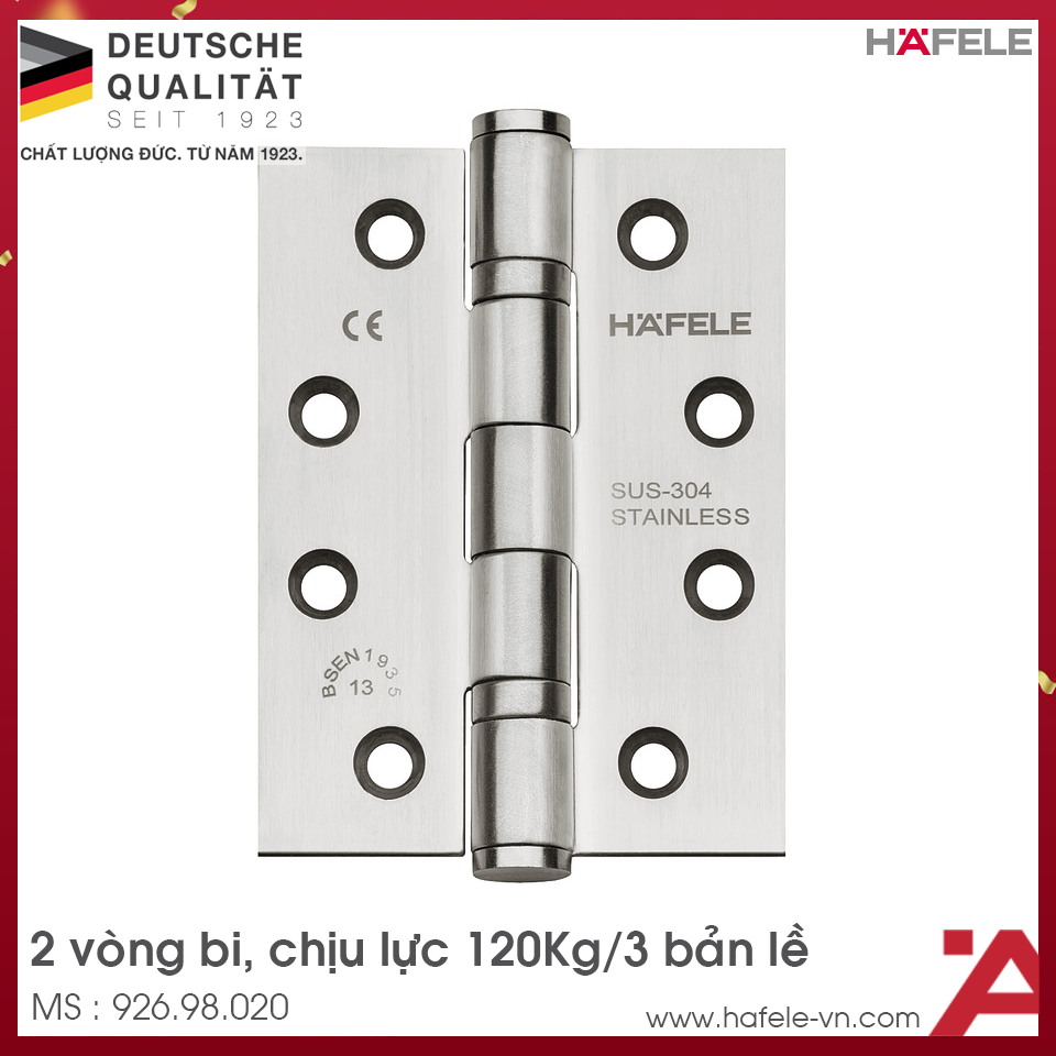 Bản Lề Lá 2 Vòng Bi 120Kg Hafele 926.98.020