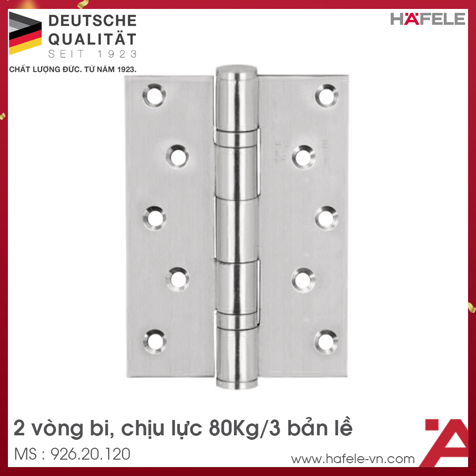 Bản Lề Lá 2 Vòng Bi 80Kg Hafele 926.20.120