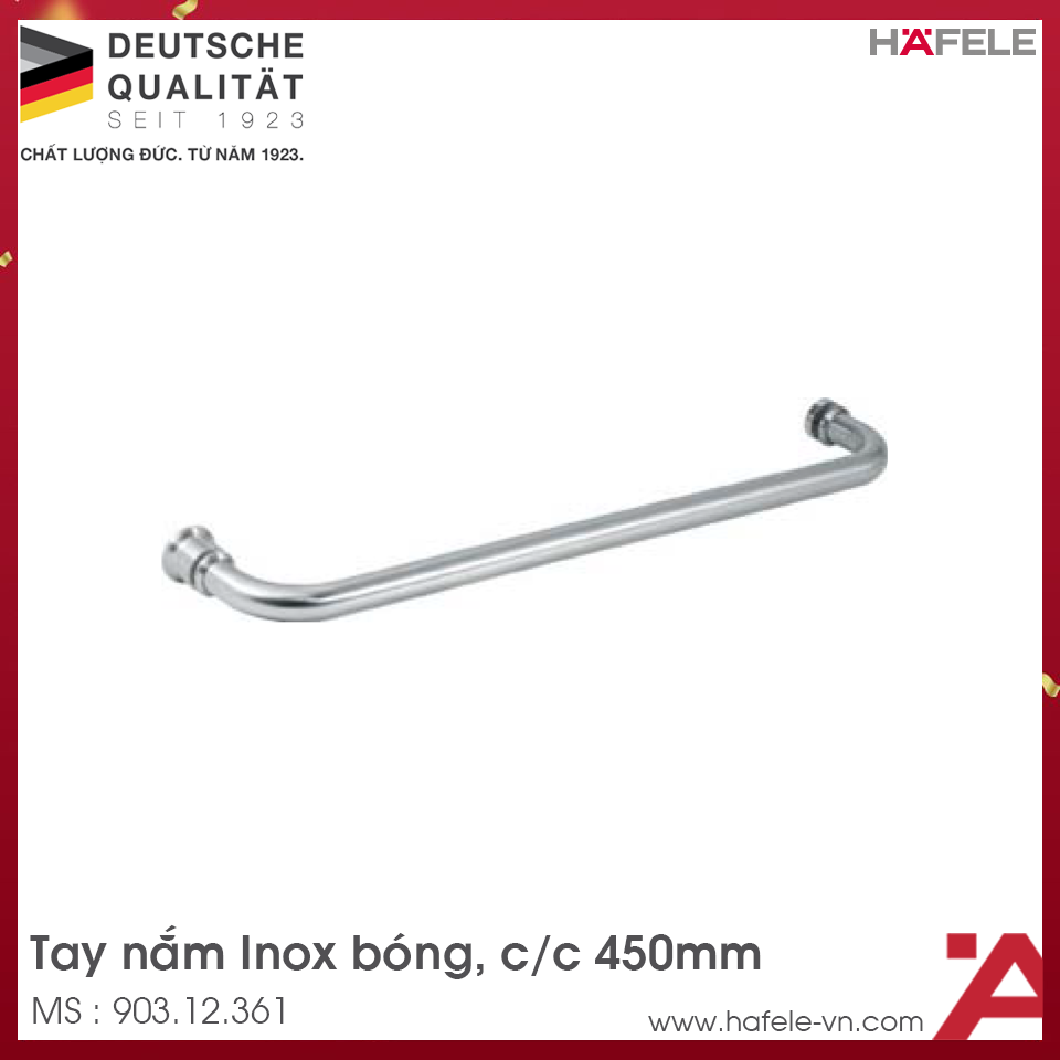Tay Nắm Phòng Tắm Kính 450mm Hafele 903.12.361