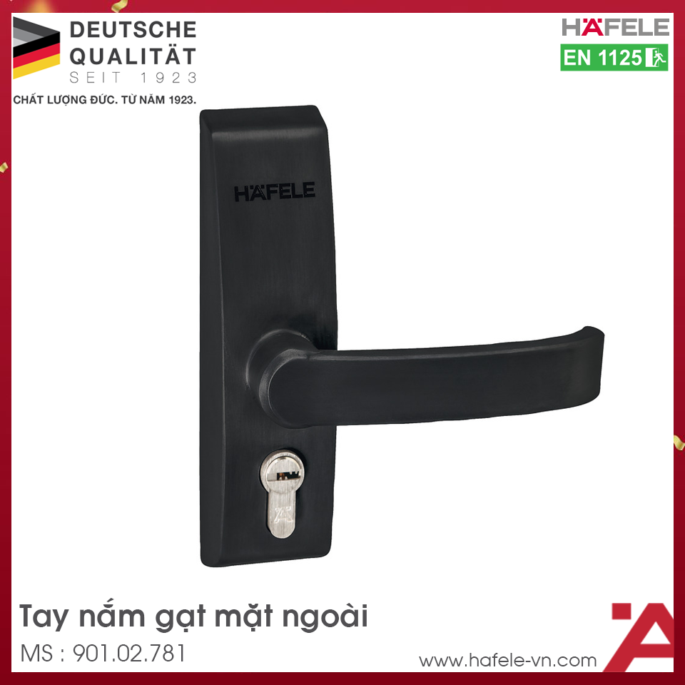 Tay Nắm Gạt Mặt Ngoài Màu Đen Hafele 901.02.781