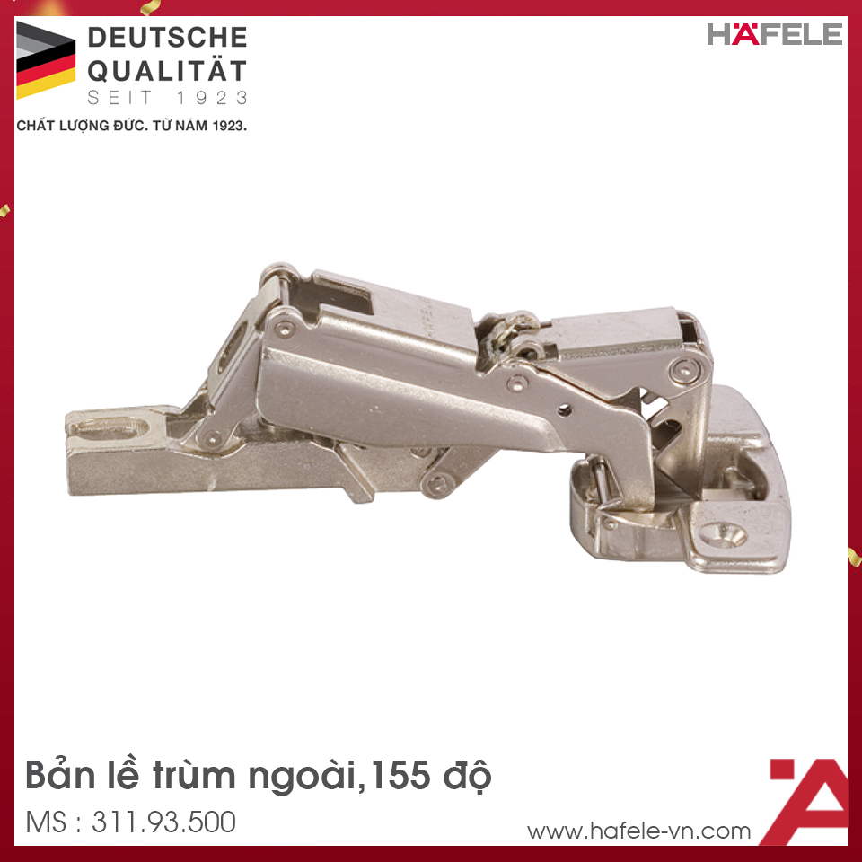 Bản Lề Metalla A 165° Trùm Ngoài Hafele 311.93.500