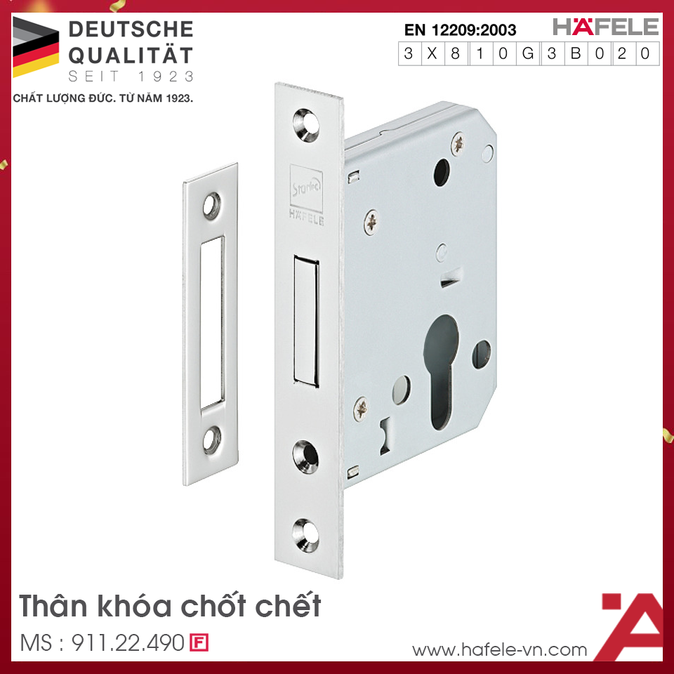 Thân Khóa Chốt Chết Hafele 911.22.490