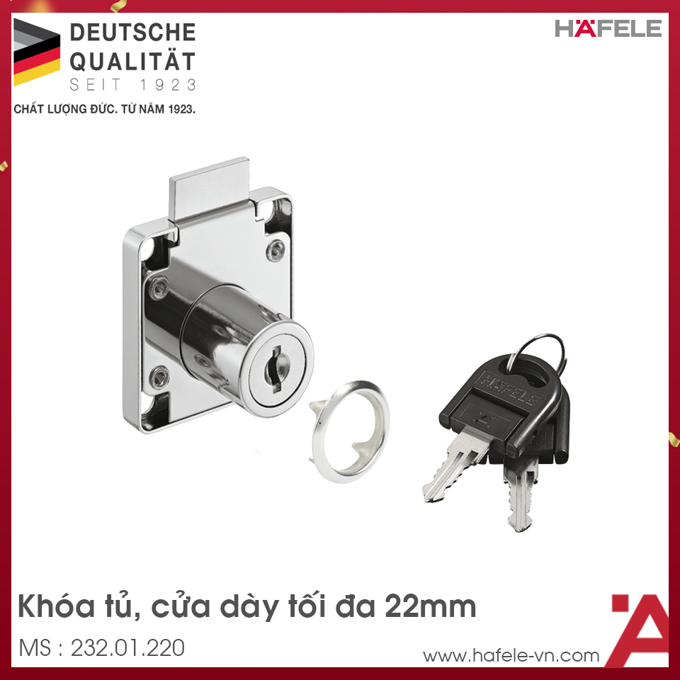 Khóa Vuông Econo Cửa Dày 22mm Hafele 232.01.220