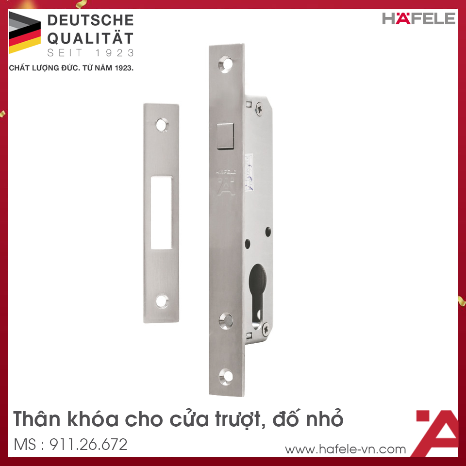 Thân Khóa Cửa Trượt Đố Nhỏ BS 30mm Hafele 911.26.672