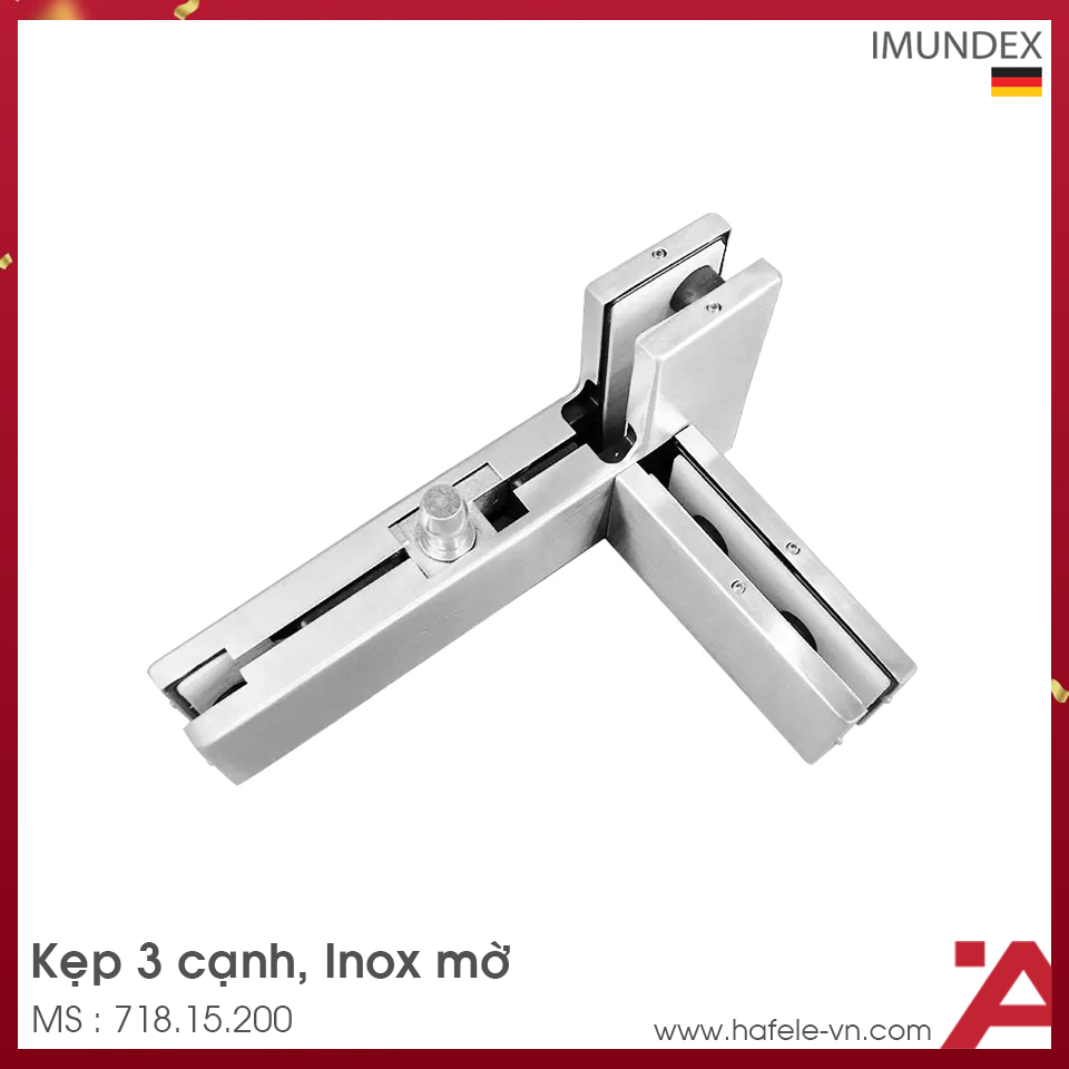 Kẹp Kính 3 Cạnh Inox Mờ Imundex 718.15.200