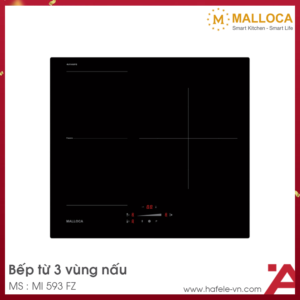 Bếp Từ Âm 3 Vùng Nấu Malloca MI 593 FZ