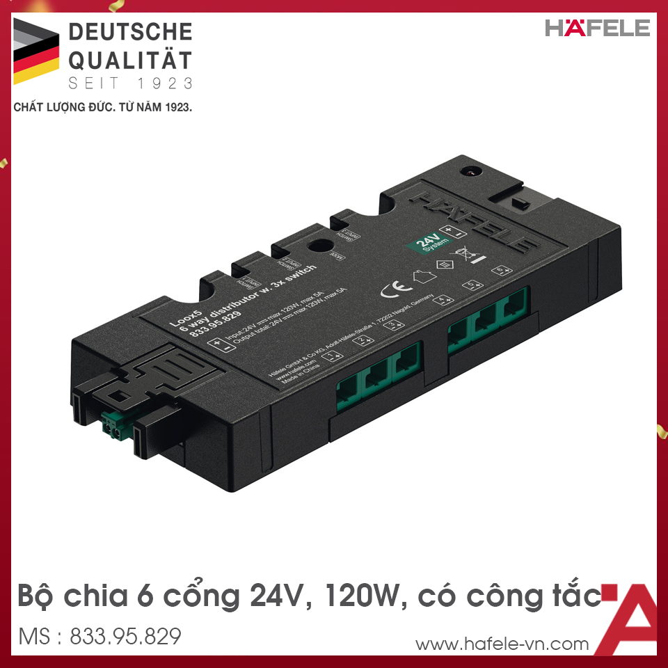 Bộ Chia 6 Cổng 24V Hafele 833.95.829