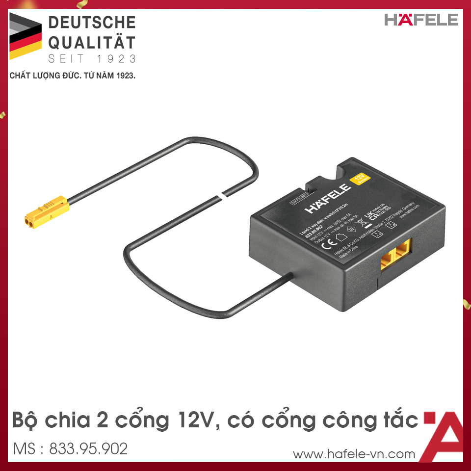 Bộ Chia 2 Cổng Ra 12V Hafele 833.95.902