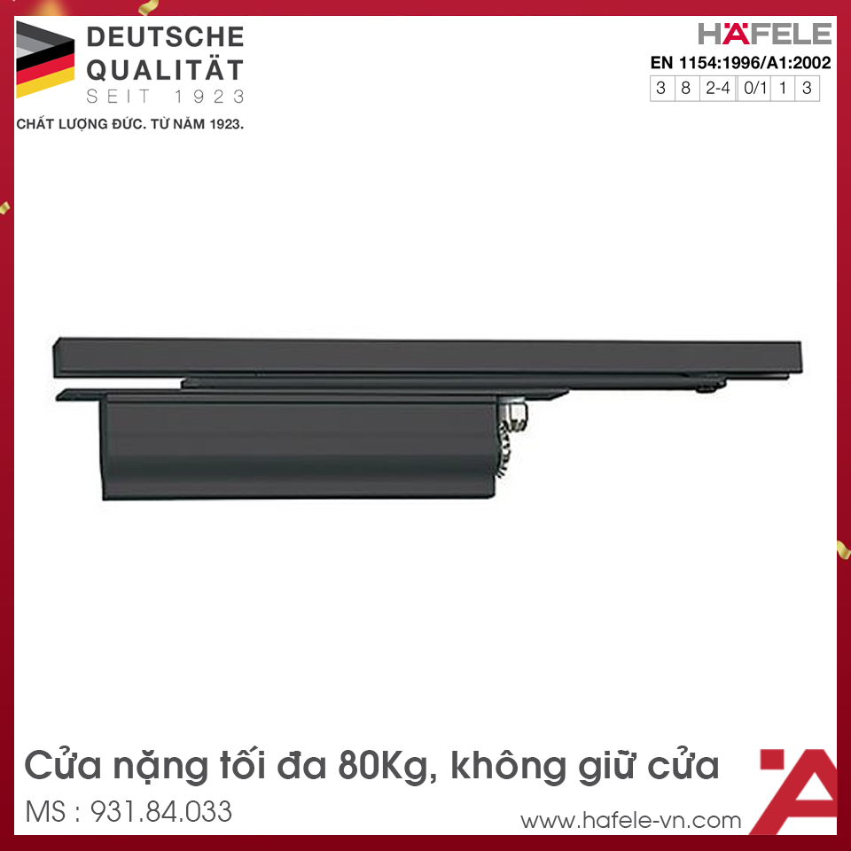 Thiết Bị Đóng Cửa Tự Động 80Kg DCL33 Hafele 931.84.033