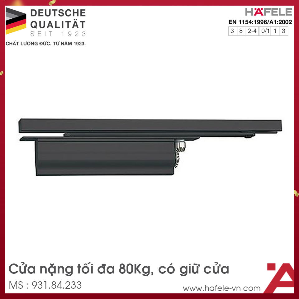 Thiết Bị Đóng Cửa Tự Động 80Kg DCL33 Hafele 931.84.233