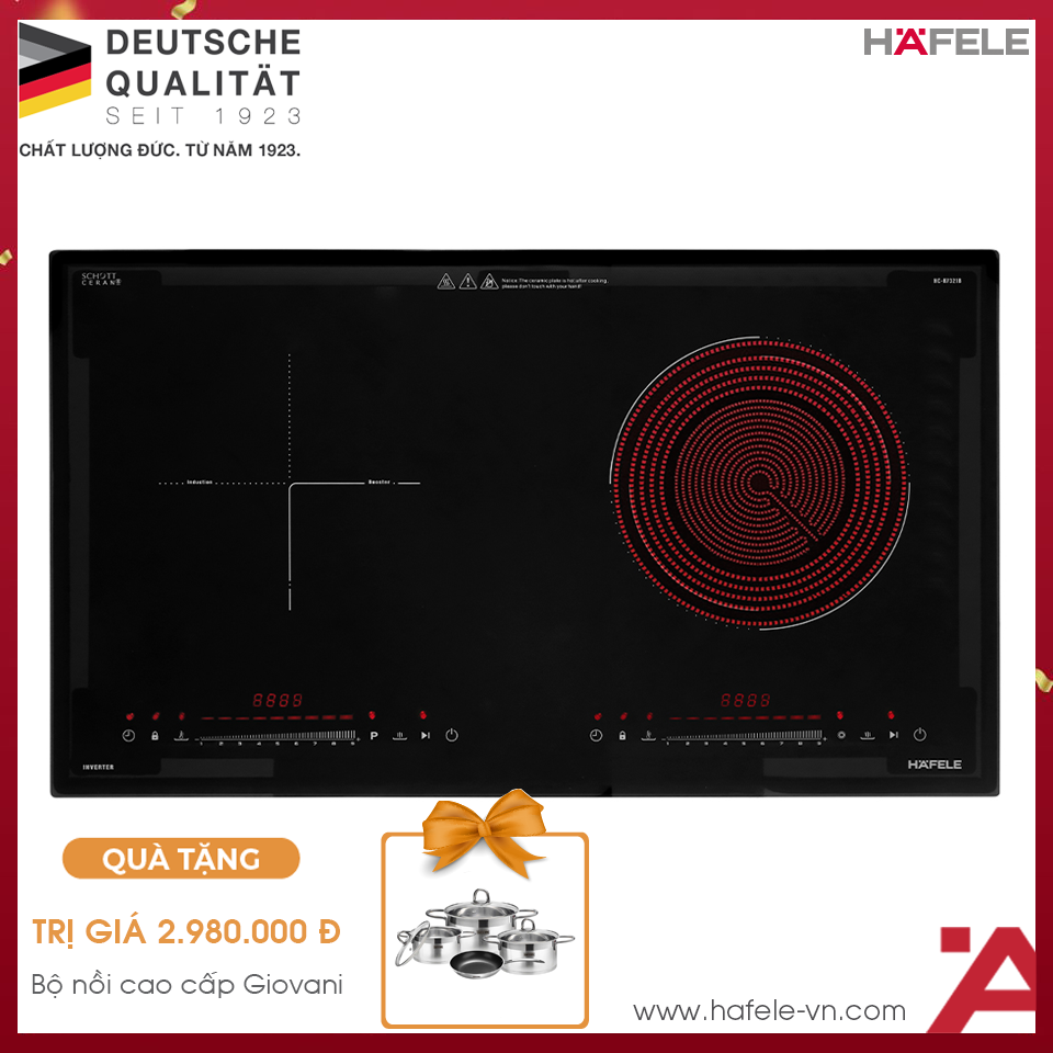 Bếp Điện Từ Kết Hợp 2 Vùng Nấu HC-H7321B Hafele 536.61.856
