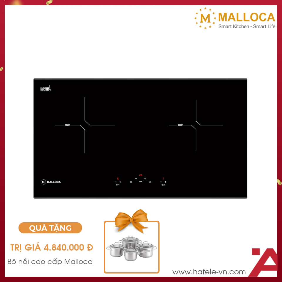 Bếp Từ Âm 2 Vùng Nấu Malloca MH-02I N