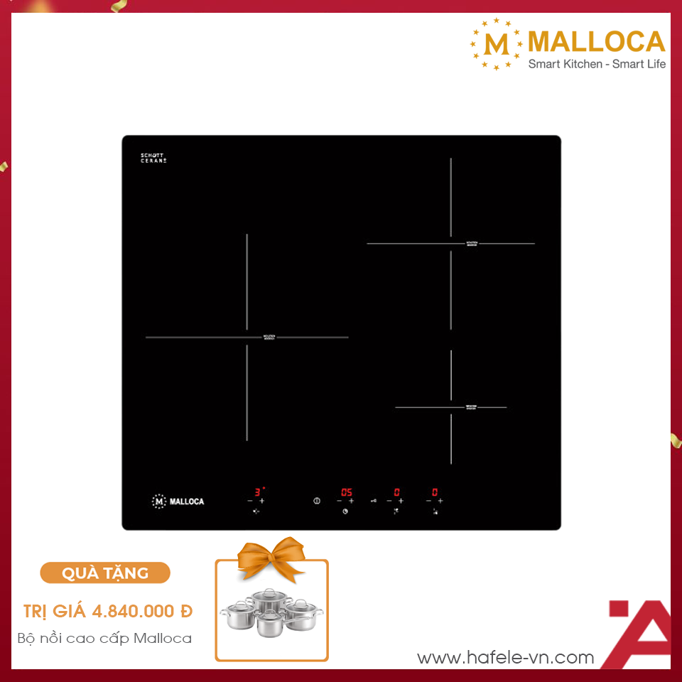 Bếp Từ Âm 3 Vùng Nấu Malloca MI 593 BN