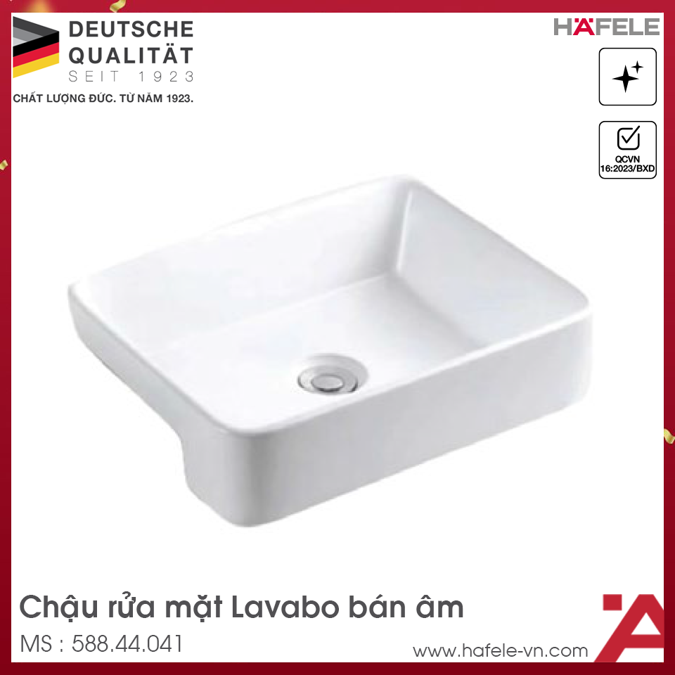 Chậu Rửa Mặt Lavabo Bán Âm Hafele 588.44.041