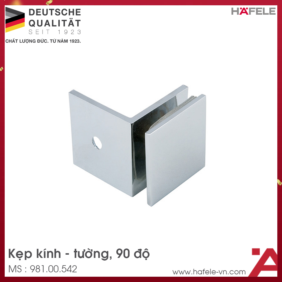Kẹp Kính - Tường Nhà Tắm 90º Có Đế Hafele 981.00.542