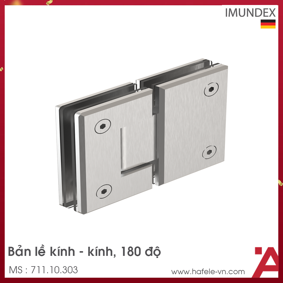 Bản Lề Kính - Kính 180º Inox Mờ Imundex 711.10.303