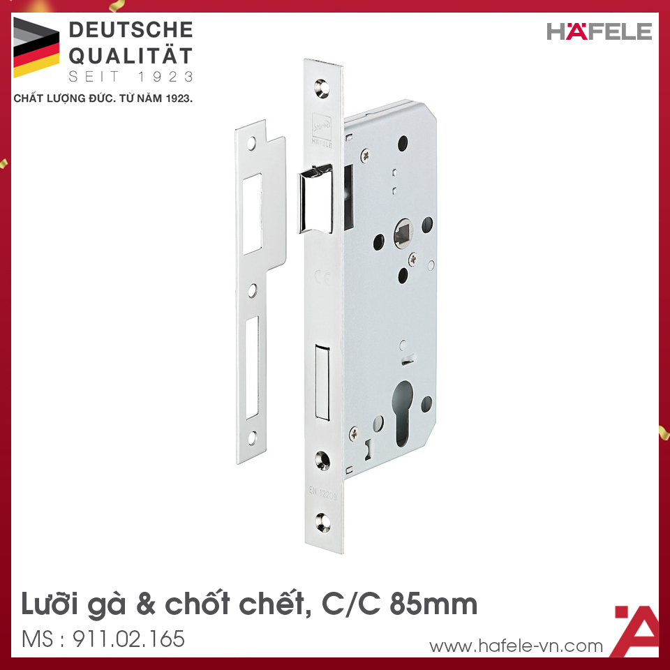 Thân Khóa Lưỡi Gà Chốt Chết C/C 85mm Hafele 911.02.165