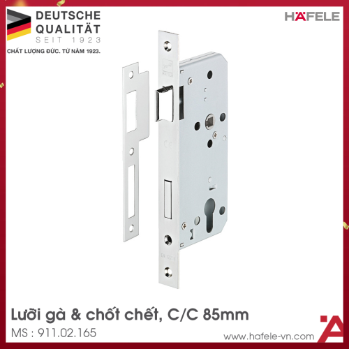 Thân Khóa Lưỡi Gà Chốt Chết C/C 85mm Hafele 911.02.165