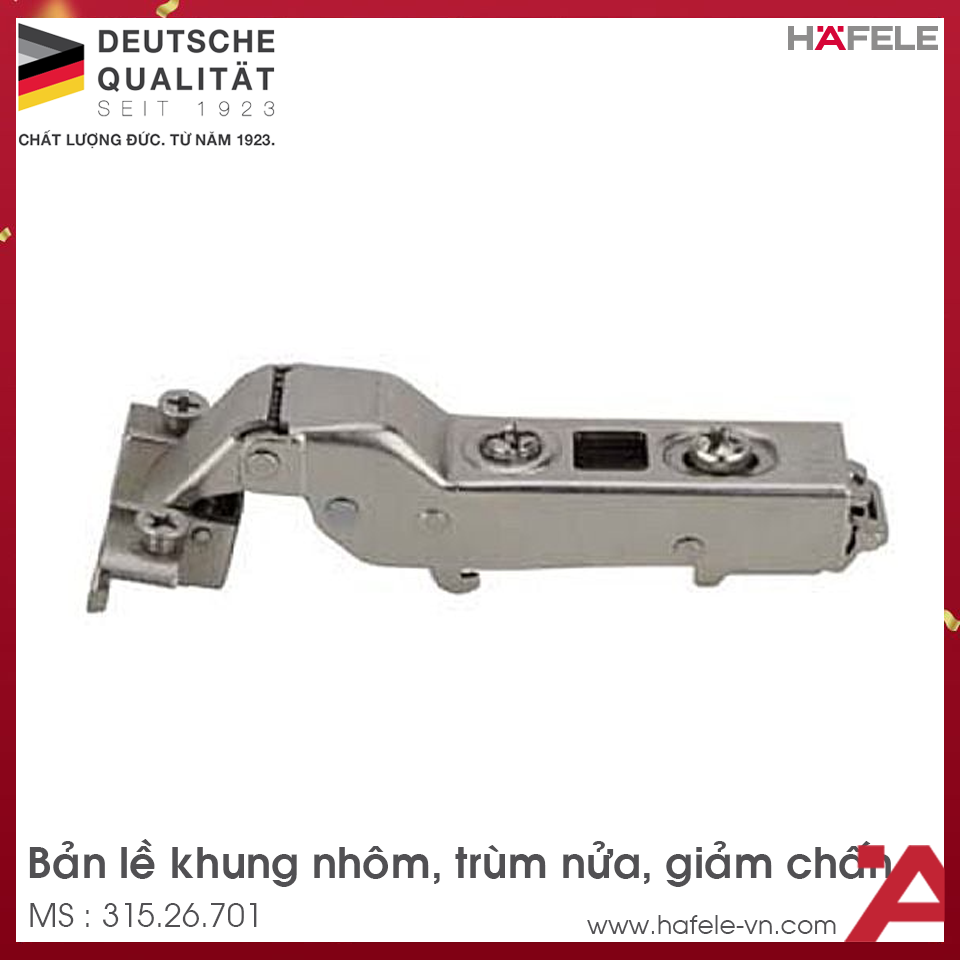 Bản Lề Trùm Nửa Metalla SM 110º Cho Khung Nhôm Hafele 315.26.701