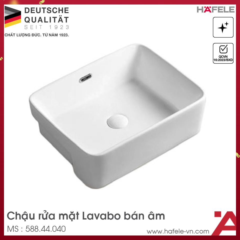 Chậu Rửa Mặt Lavabo Bán Âm Hafele 588.44.040