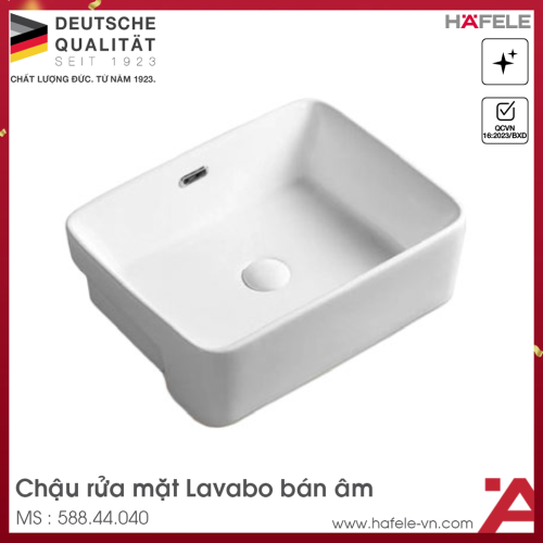 Chậu Rửa Mặt Lavabo Bán Âm Hafele 588.44.040