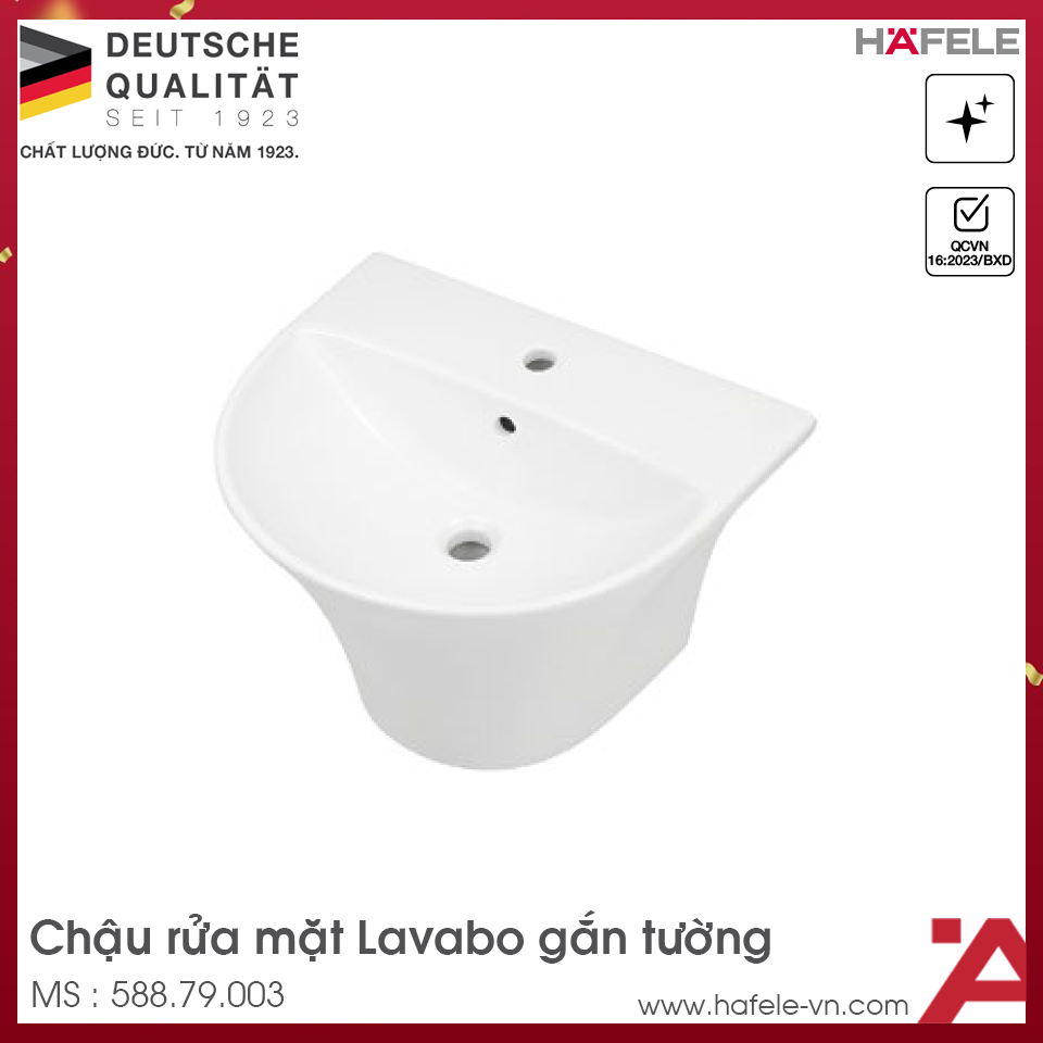 Chậu Rửa Mặt Lavabo Treo Tường Sapporo Hafele 588.79.003