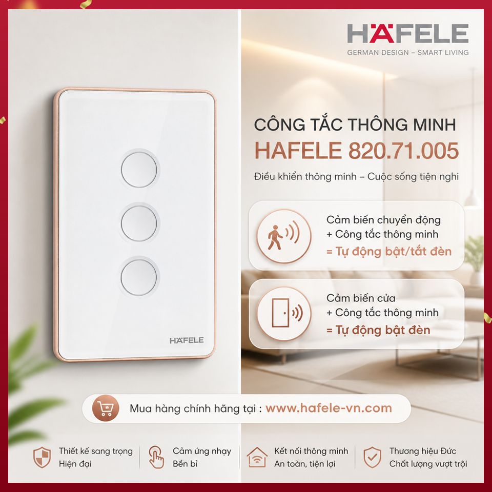 Công Tắc Đèn Thông Minh 3 Gang Hafele 820.71.005