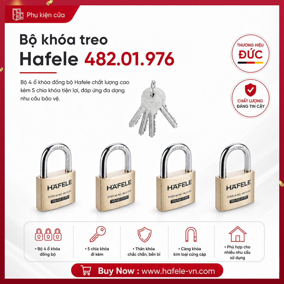 Bộ Khóa Treo 4 Ổ Hafele 482.01.976