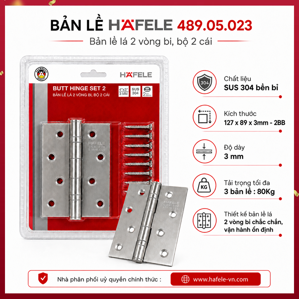 Bản Lề Lá 2 Vòng Bi Hafele 489.05.023