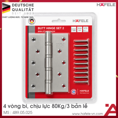 Bản Lề Lá 4 Vòng Bi 80Kg Hafele 489.05.025