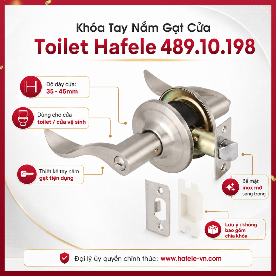 Bộ Khóa Tay Nắm Gạt Cửa Toilet Hafele 489.10.198