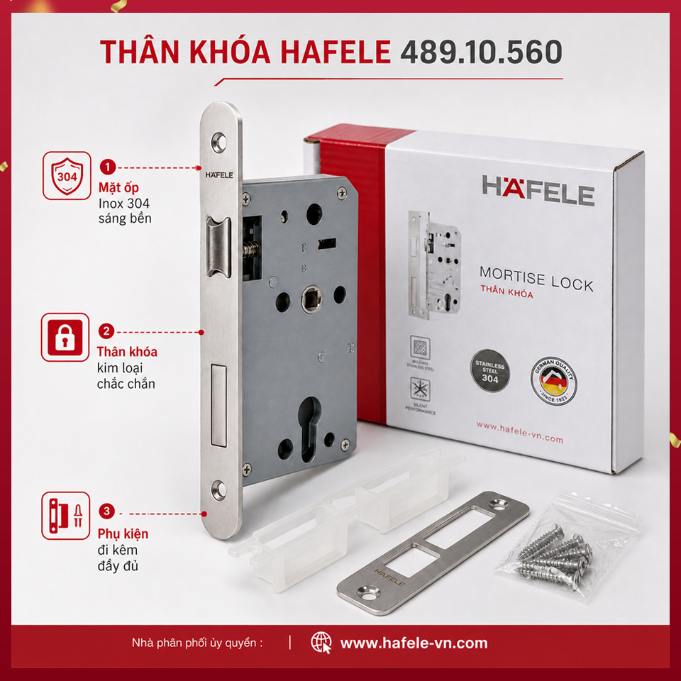 Thân Khóa Lưỡi Gà Chốt Chết C/C 72mm Hafele 489.10.560