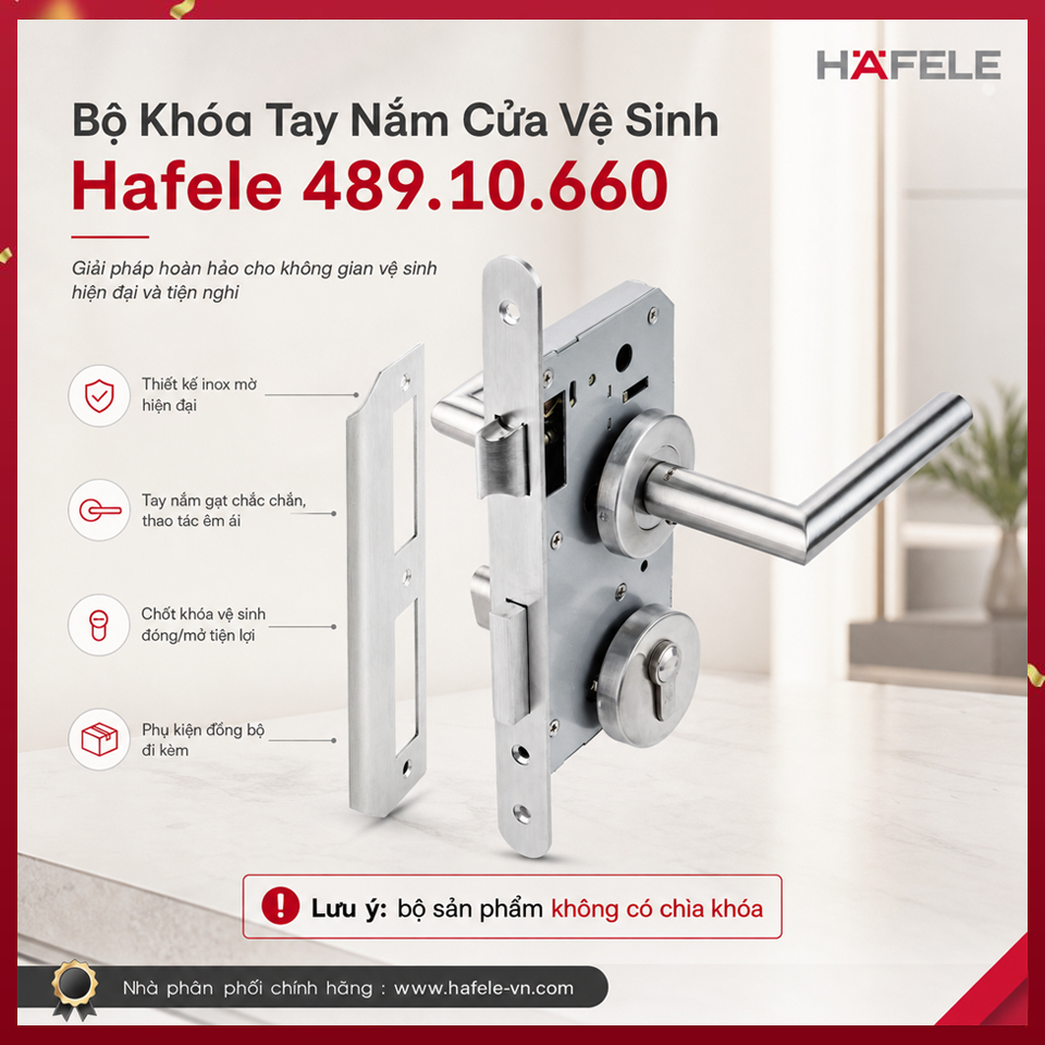 Bộ Khóa Tay Nắm Cửa Vệ Sinh Hafele 489.10.660