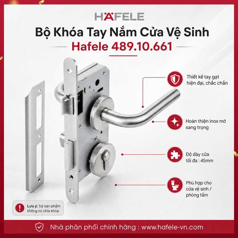 Bộ Khóa Tay Nắm Cửa Vệ Sinh Hafele 489.10.661