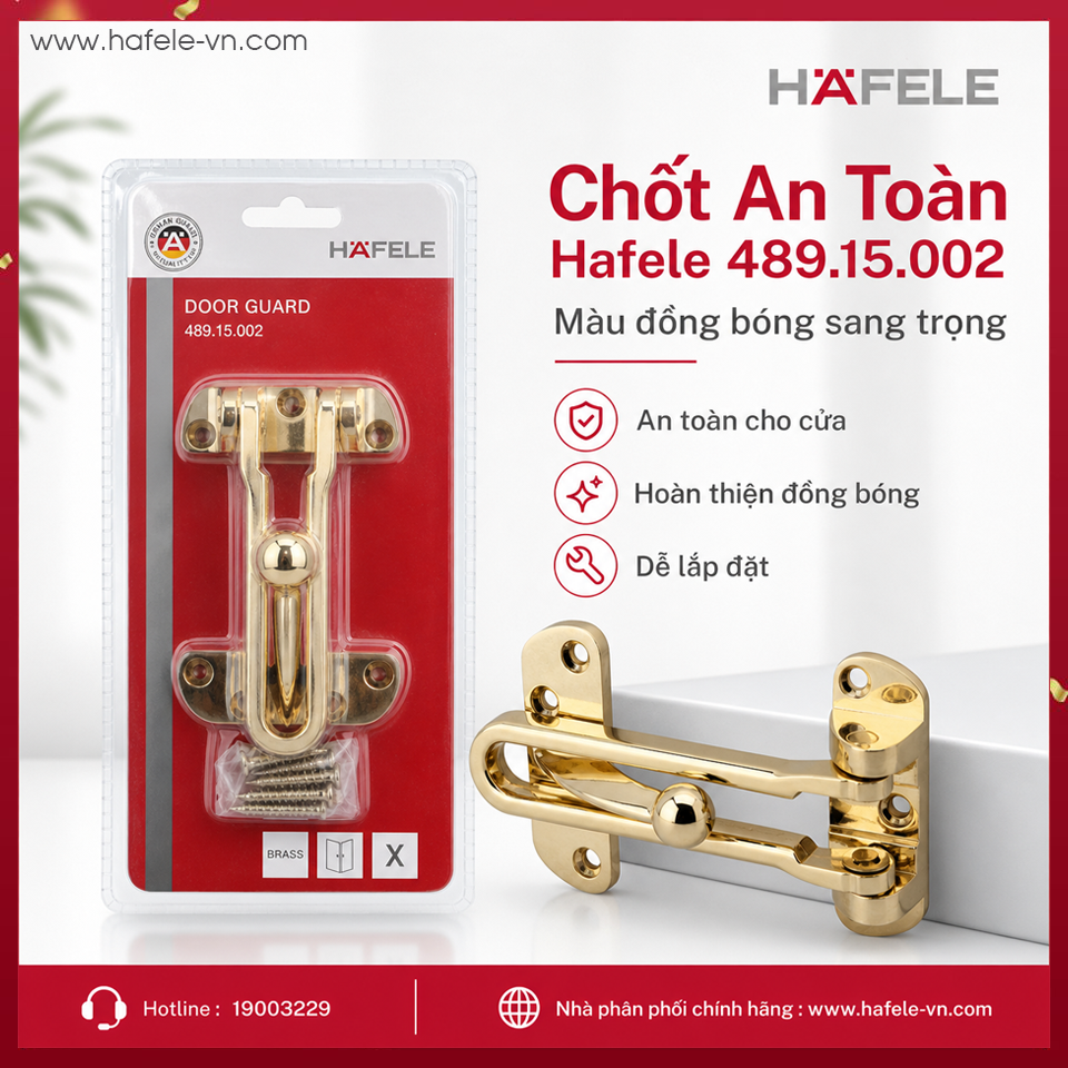 Chốt An Toàn Màu Đồng Bóng Hafele 489.15.002
