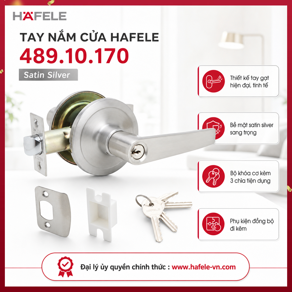 Bộ Khóa Tay Nắm Cửa Đi Hafele 489.10.170