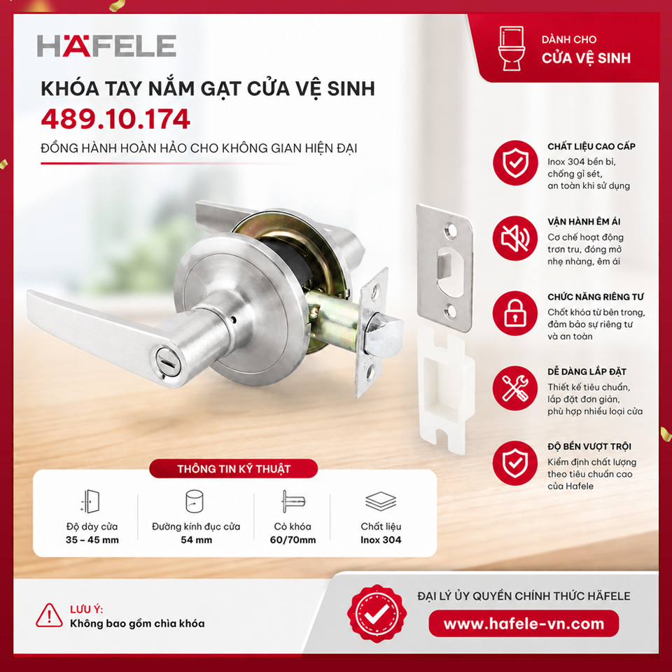 Khóa Tay Nắm Gạt Cửa Vệ Sinh Hafele 489.10.174