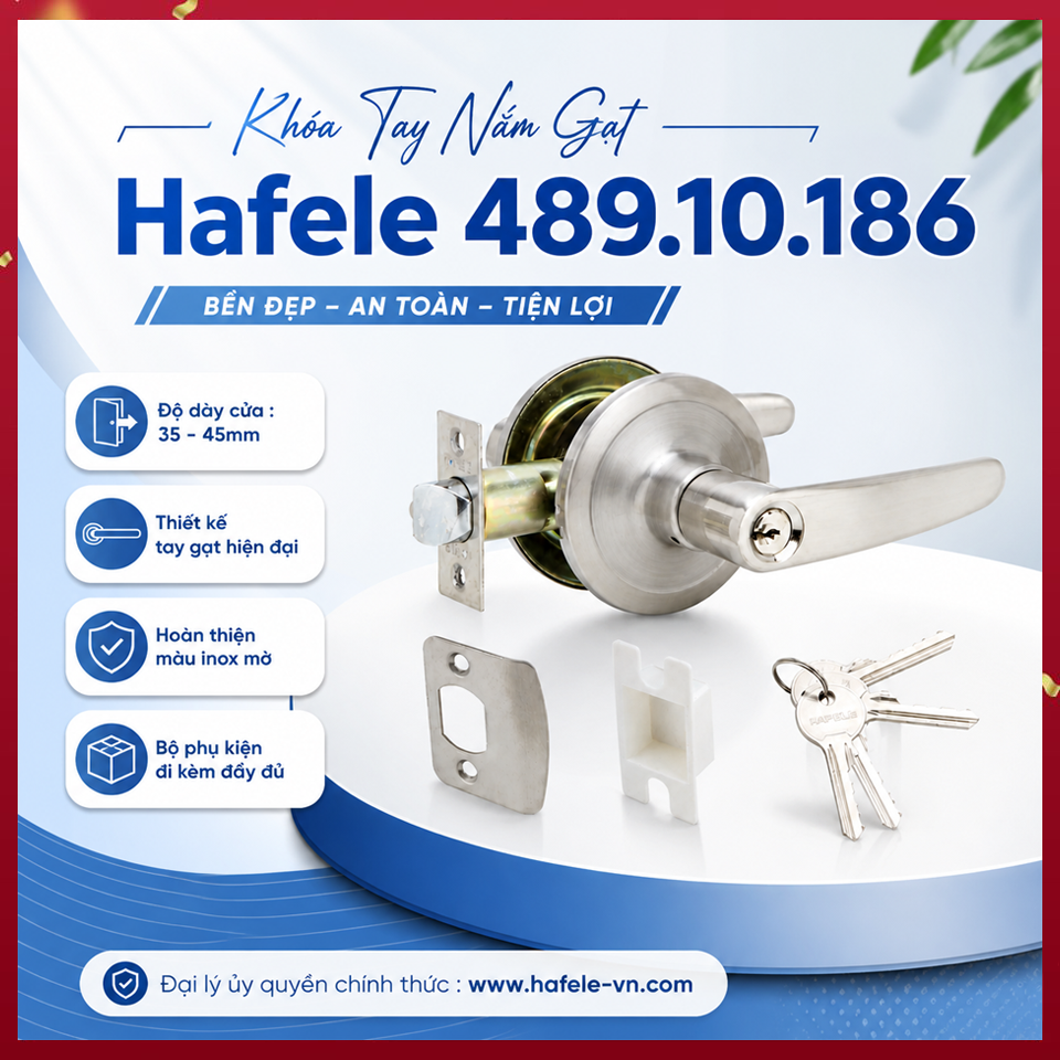 Bộ Khóa Tay Nắm Cửa Đi Hafele 489.10.186
