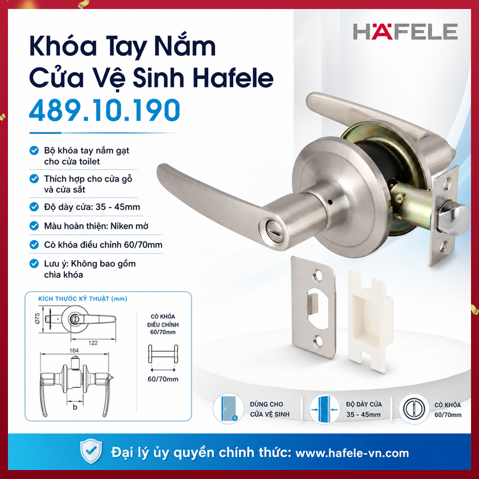 Bộ Khóa Tay Nắm Cửa Vệ Sinh Hafele 489.10.190
