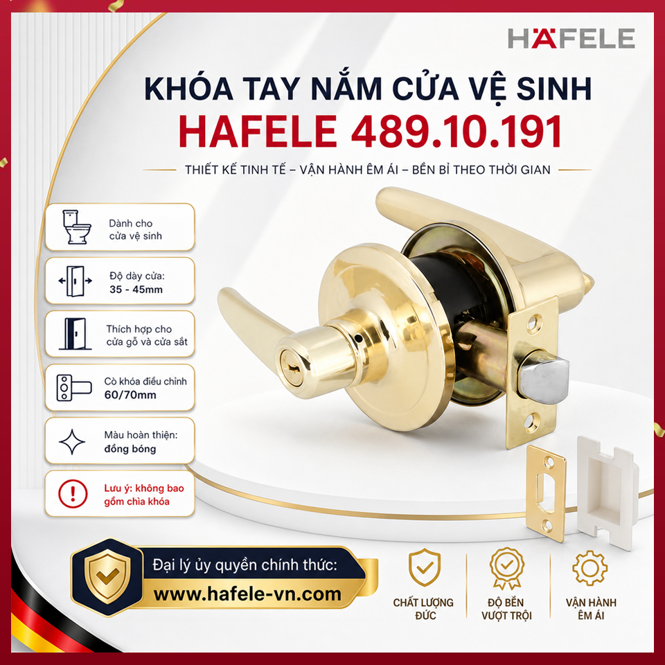 Bộ Khóa Tay Nắm Cửa Vệ Sinh Hafele 489.10.191