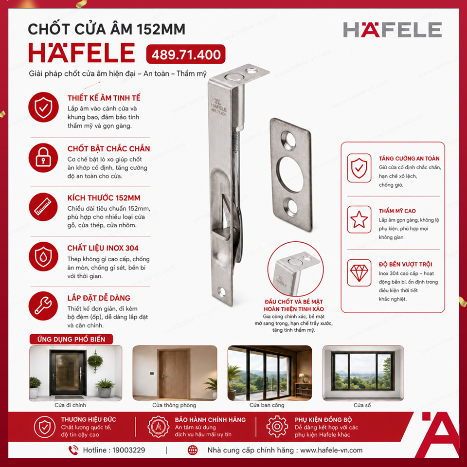 Chốt Cửa Âm 152mm Hafele 489.71.400