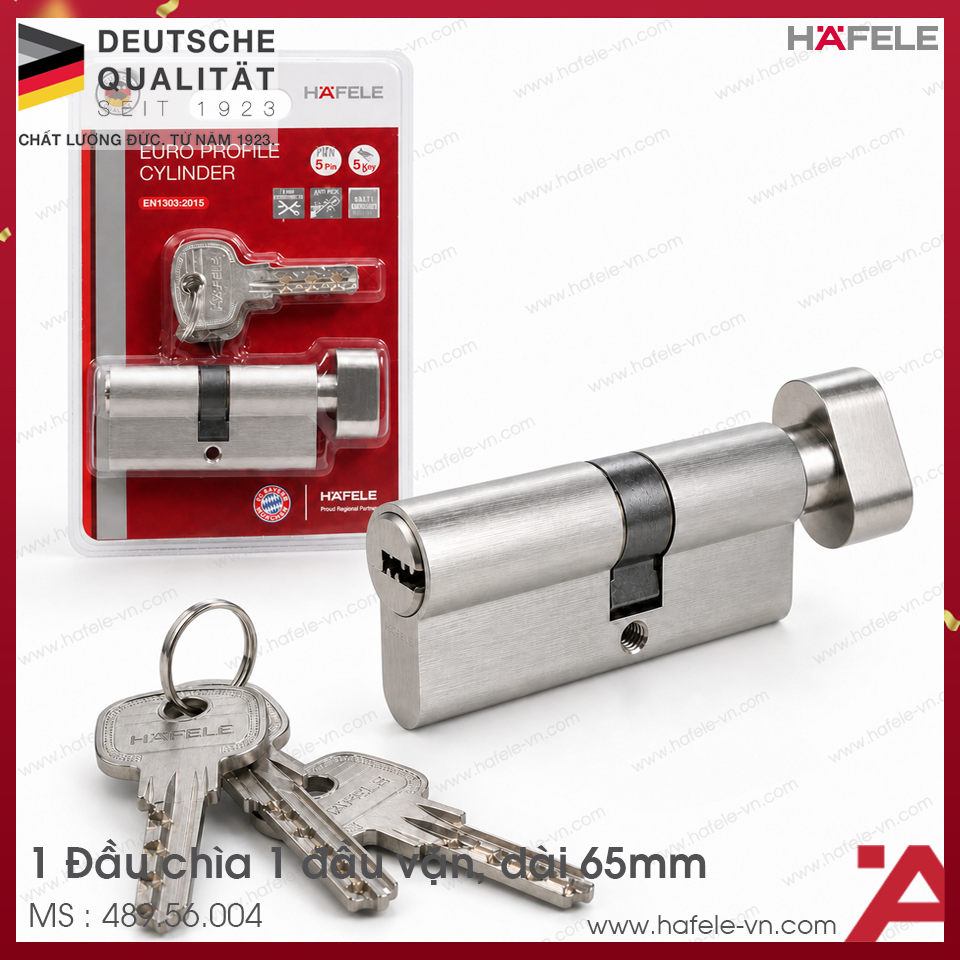 Ruột Khóa 1 Đầu Chìa 1 Đầu Vặn 71mm Hafele 489.56.004
