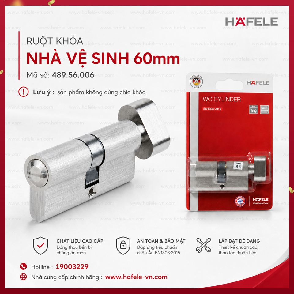 Ruột Khóa Nhà Vệ Sinh 60mm Hafele 489.56.006
